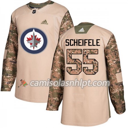 Camisola Winnipeg Jets Mark Scheifele 55 Adidas 2017-2018 Camo Veterans Day Practice Authentic - Homem